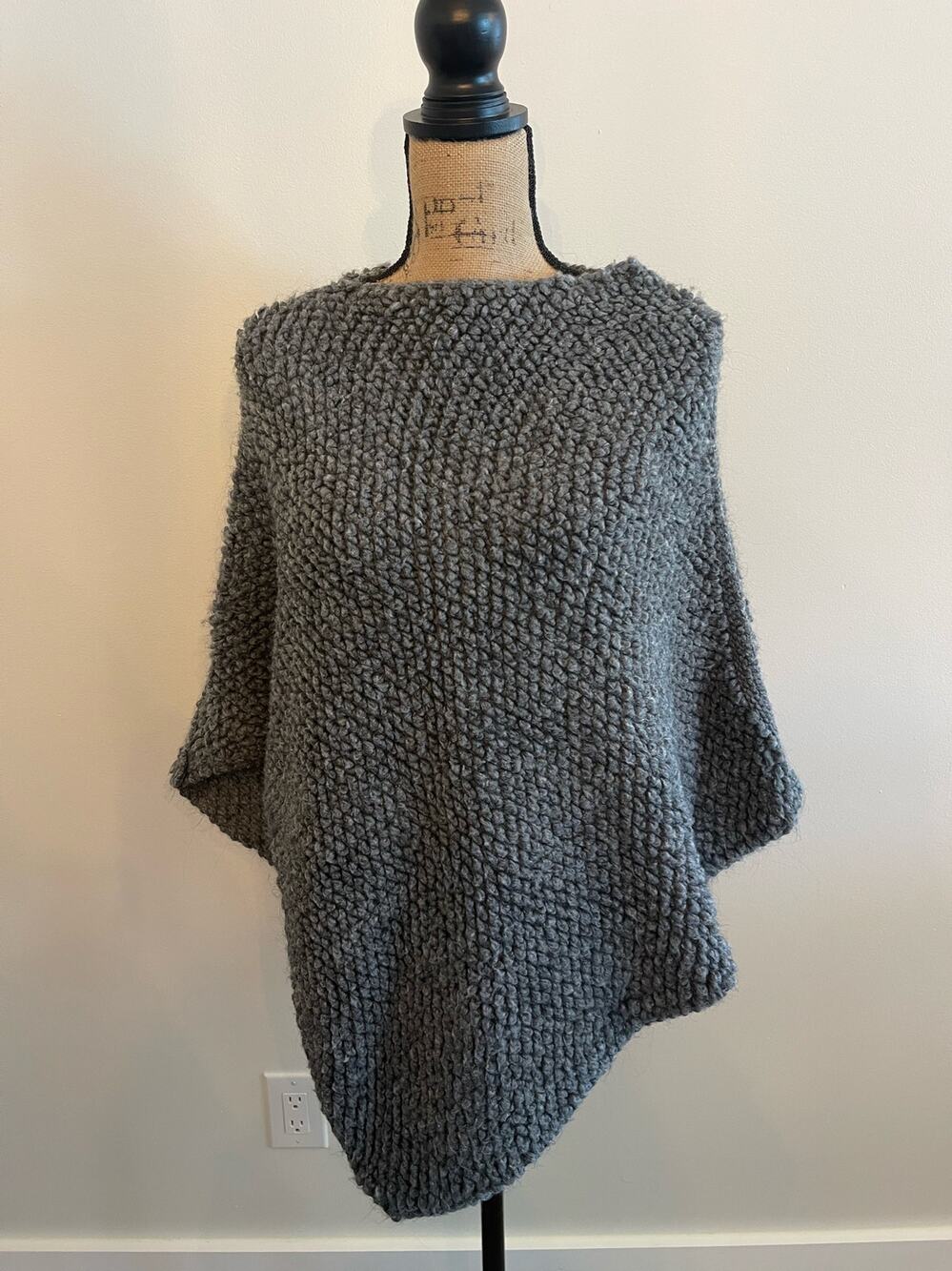 Cocogio Gray Knit Poncho Made in Italy One Size